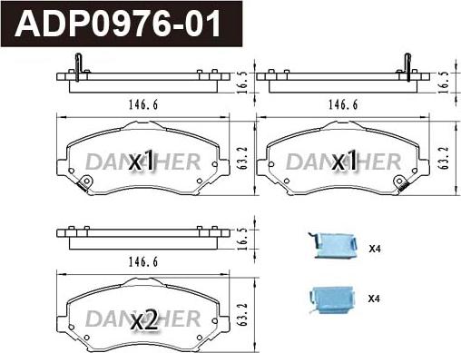 Danaher ADP0976-01 - Тормозные колодки, дисковые, комплект abcparts.ee