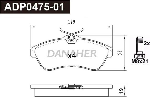 Danaher ADP0475-01 - Тормозные колодки, дисковые, комплект abcparts.ee