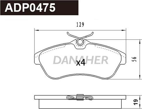 Danaher ADP0475 - Тормозные колодки, дисковые, комплект abcparts.ee
