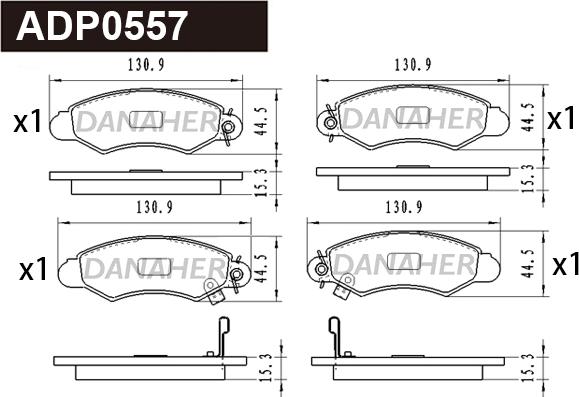 Danaher ADP0557 - Тормозные колодки, дисковые, комплект abcparts.ee