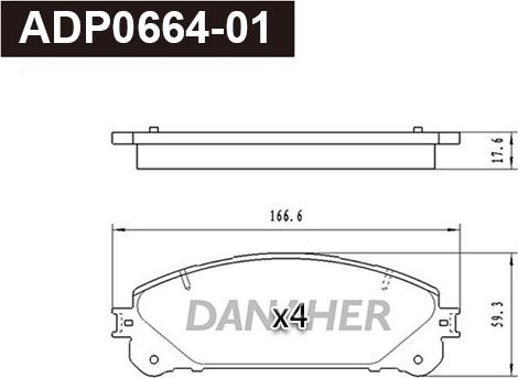 Danaher ADP0664-01 - Тормозные колодки, дисковые, комплект abcparts.ee