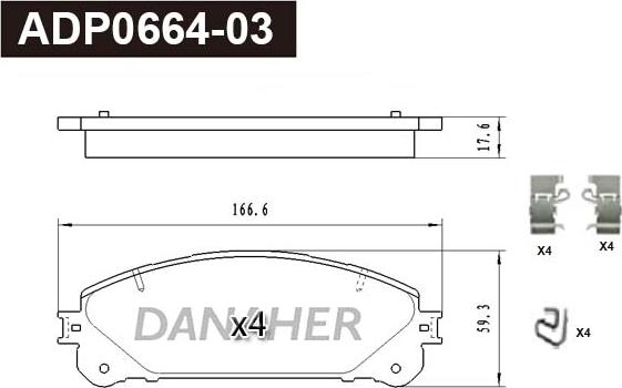 Danaher ADP0664-03 - Тормозные колодки, дисковые, комплект abcparts.ee