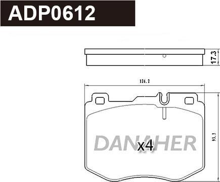 Danaher ADP0612 - Тормозные колодки, дисковые, комплект abcparts.ee