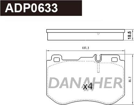 Danaher ADP0633 - Тормозные колодки, дисковые, комплект abcparts.ee