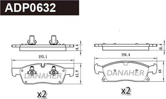Danaher ADP0632 - Тормозные колодки, дисковые, комплект abcparts.ee