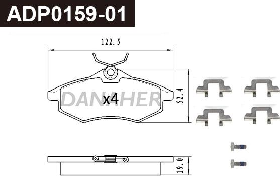 Danaher ADP0159-01 - Тормозные колодки, дисковые, комплект abcparts.ee