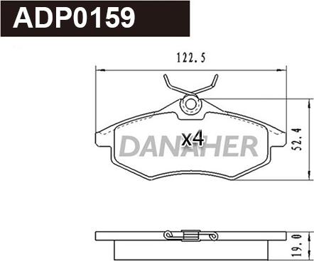 Danaher ADP0159 - Тормозные колодки, дисковые, комплект abcparts.ee
