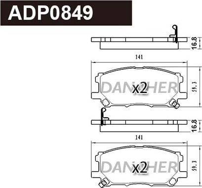 Danaher ADP0849 - Тормозные колодки, дисковые, комплект abcparts.ee