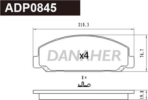 Danaher ADP0845 - Тормозные колодки, дисковые, комплект abcparts.ee