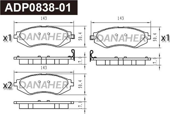 Danaher ADP0838-01 - Тормозные колодки, дисковые, комплект abcparts.ee