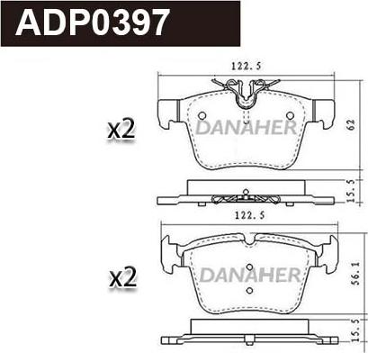 Danaher ADP0397 - Тормозные колодки, дисковые, комплект abcparts.ee