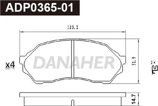 Danaher ADP0365-01 - Тормозные колодки, дисковые, комплект abcparts.ee