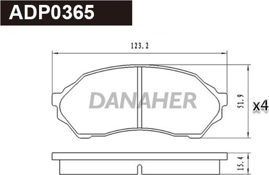 Danaher ADP0365 - Тормозные колодки, дисковые, комплект abcparts.ee