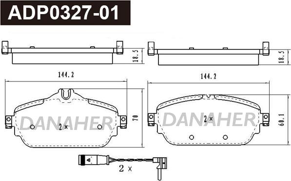 Danaher ADP0327-01 - Тормозные колодки, дисковые, комплект abcparts.ee