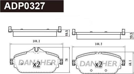 Danaher ADP0327 - Тормозные колодки, дисковые, комплект abcparts.ee