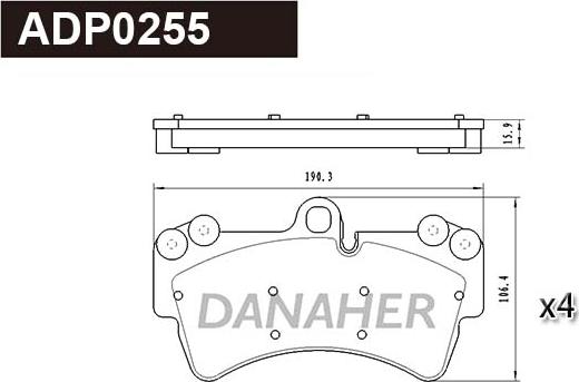 Danaher ADP0255 - Тормозные колодки, дисковые, комплект abcparts.ee