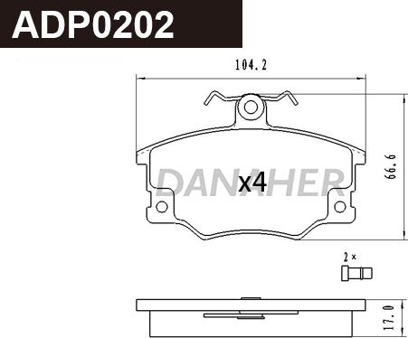 Danaher ADP0202 - Тормозные колодки, дисковые, комплект abcparts.ee