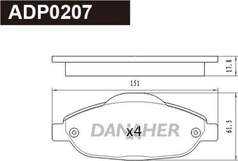 Danaher ADP0207 - Тормозные колодки, дисковые, комплект abcparts.ee