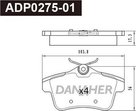 Danaher ADP0275-01 - Тормозные колодки, дисковые, комплект abcparts.ee