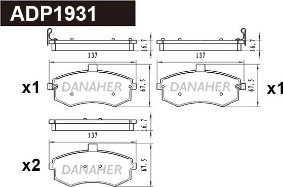 Danaher ADP1931 - Тормозные колодки, дисковые, комплект abcparts.ee