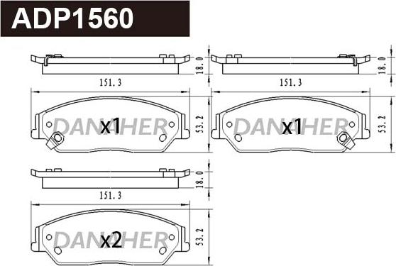 Danaher ADP1560 - Тормозные колодки, дисковые, комплект abcparts.ee