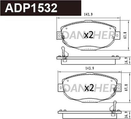 Danaher ADP1532 - Тормозные колодки, дисковые, комплект abcparts.ee