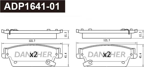 Danaher ADP1641-01 - Тормозные колодки, дисковые, комплект abcparts.ee