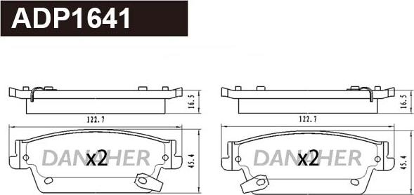 Danaher ADP1641 - Тормозные колодки, дисковые, комплект abcparts.ee