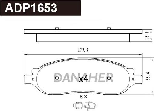 Danaher ADP1653 - Тормозные колодки, дисковые, комплект abcparts.ee