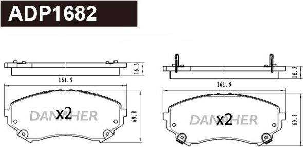 Danaher ADP1682 - Тормозные колодки, дисковые, комплект abcparts.ee