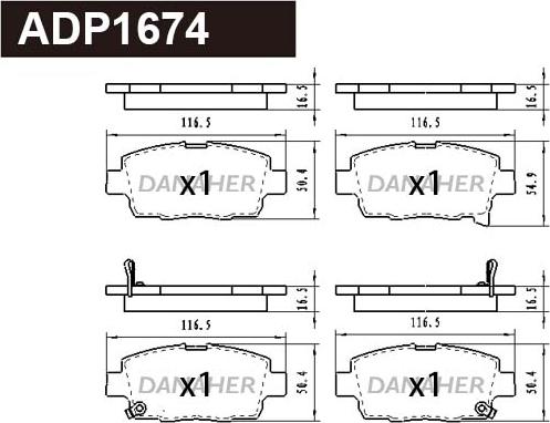 Danaher ADP1674 - Тормозные колодки, дисковые, комплект abcparts.ee