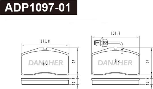 Danaher ADP1097-01 - Тормозные колодки, дисковые, комплект abcparts.ee