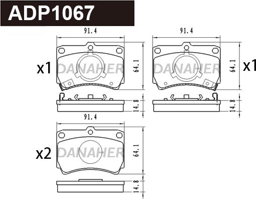 Danaher ADP1067 - Тормозные колодки, дисковые, комплект abcparts.ee