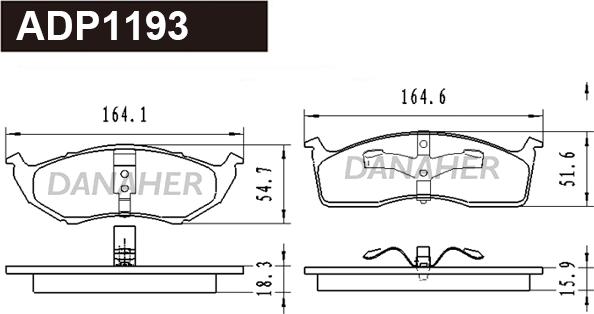 Danaher ADP1193 - Тормозные колодки, дисковые, комплект abcparts.ee