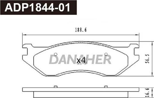 Danaher ADP1844-01 - Тормозные колодки, дисковые, комплект abcparts.ee