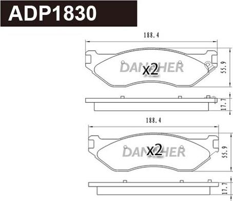 Danaher ADP1830 - Тормозные колодки, дисковые, комплект abcparts.ee