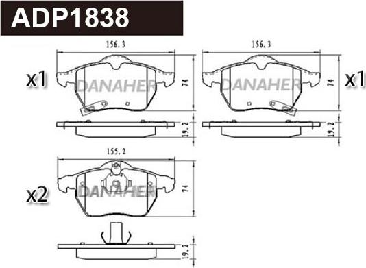 Danaher ADP1838 - Тормозные колодки, дисковые, комплект abcparts.ee