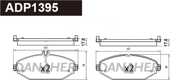 Danaher ADP1395 - Тормозные колодки, дисковые, комплект abcparts.ee