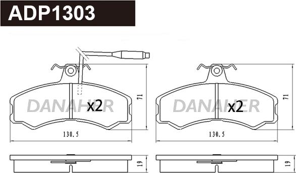 Danaher ADP1303 - Тормозные колодки, дисковые, комплект abcparts.ee