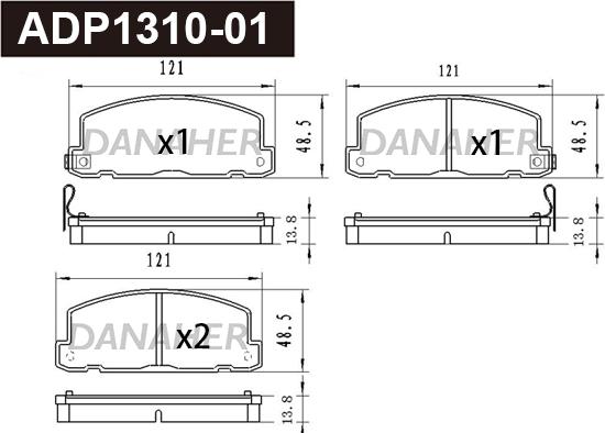 Danaher ADP1310-01 - Тормозные колодки, дисковые, комплект abcparts.ee