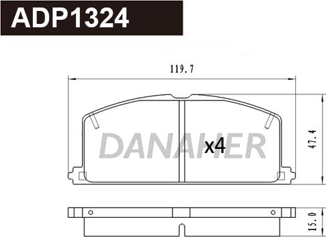 Danaher ADP1324 - Тормозные колодки, дисковые, комплект abcparts.ee