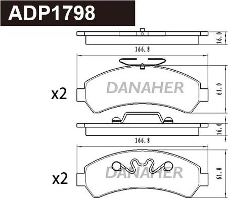 Danaher ADP1798 - Тормозные колодки, дисковые, комплект abcparts.ee