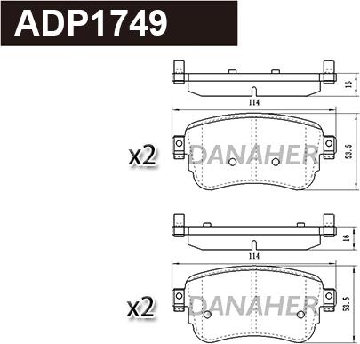 Danaher ADP1749 - Тормозные колодки, дисковые, комплект abcparts.ee