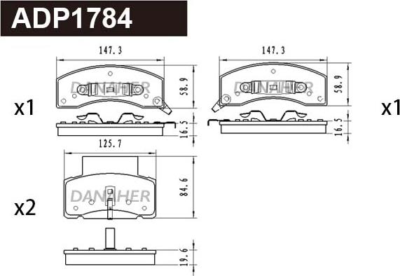 Danaher ADP1784 - Тормозные колодки, дисковые, комплект abcparts.ee