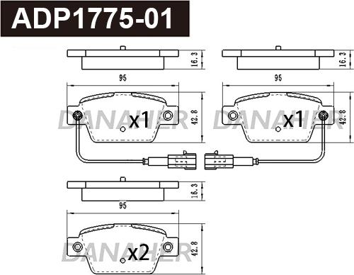 Danaher ADP1775-01 - Тормозные колодки, дисковые, комплект abcparts.ee