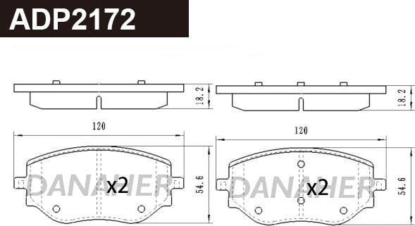 Danaher ADP2172 - Тормозные колодки, дисковые, комплект abcparts.ee