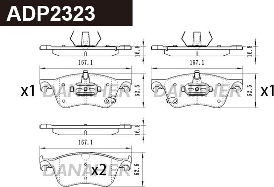 Danaher ADP2323 - Тормозные колодки, дисковые, комплект abcparts.ee
