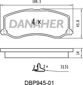Danaher DBP945-01 - Тормозные колодки, дисковые, комплект abcparts.ee