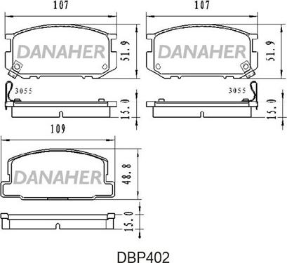 Danaher DBP402 - Тормозные колодки, дисковые, комплект abcparts.ee