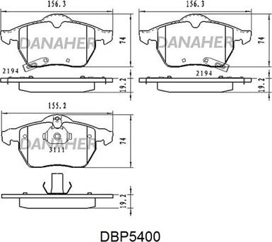 Danaher DBP5400 - Тормозные колодки, дисковые, комплект abcparts.ee